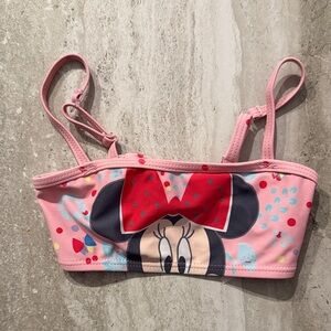 Disney Kids Pink Minnie Mouse Bikini Top with Red Bow